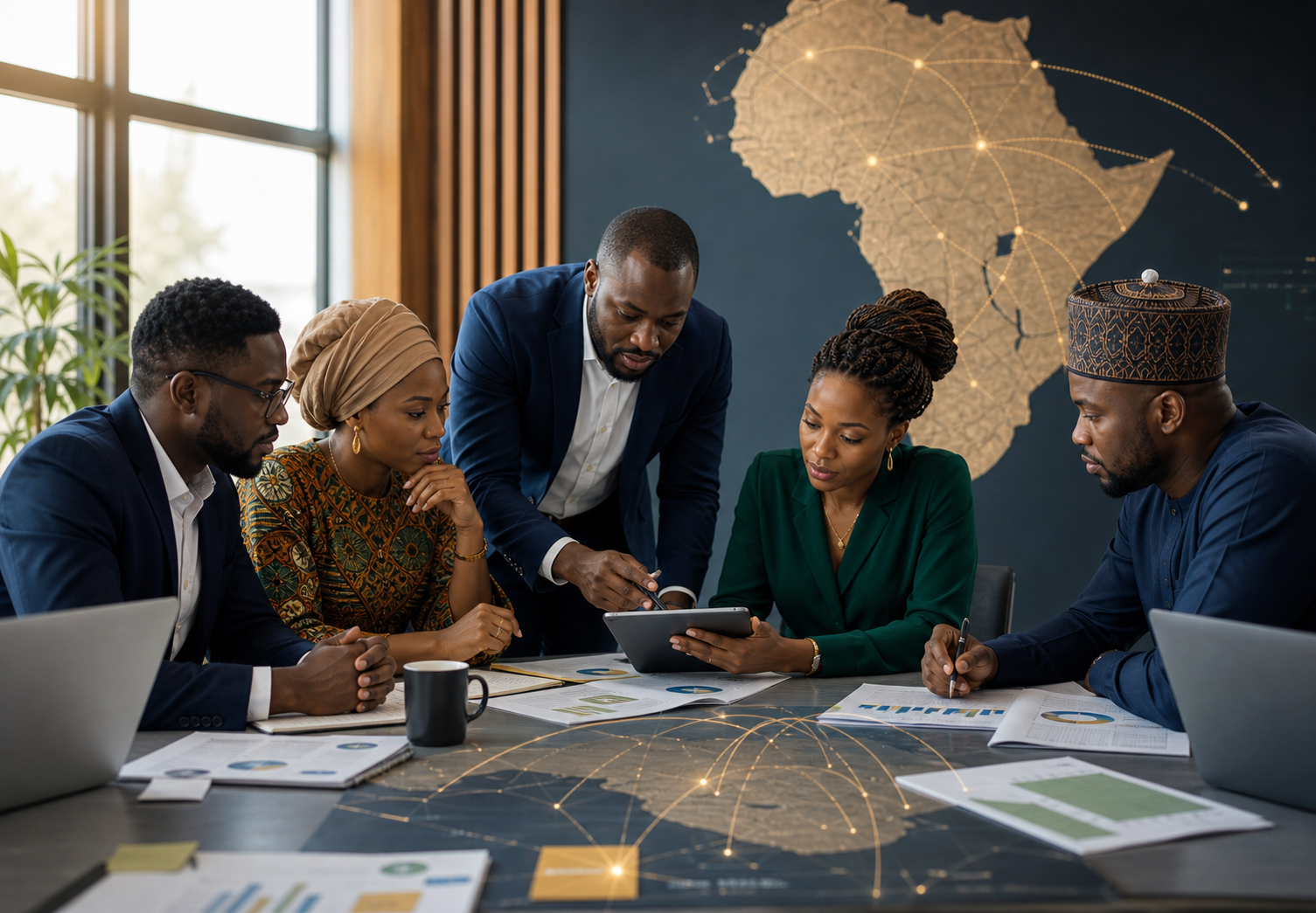African researchers and policy professionals reviewing migration strategy in a workshop setting